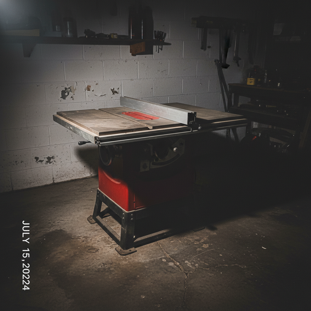 Table saw in dim garage, details hard to see