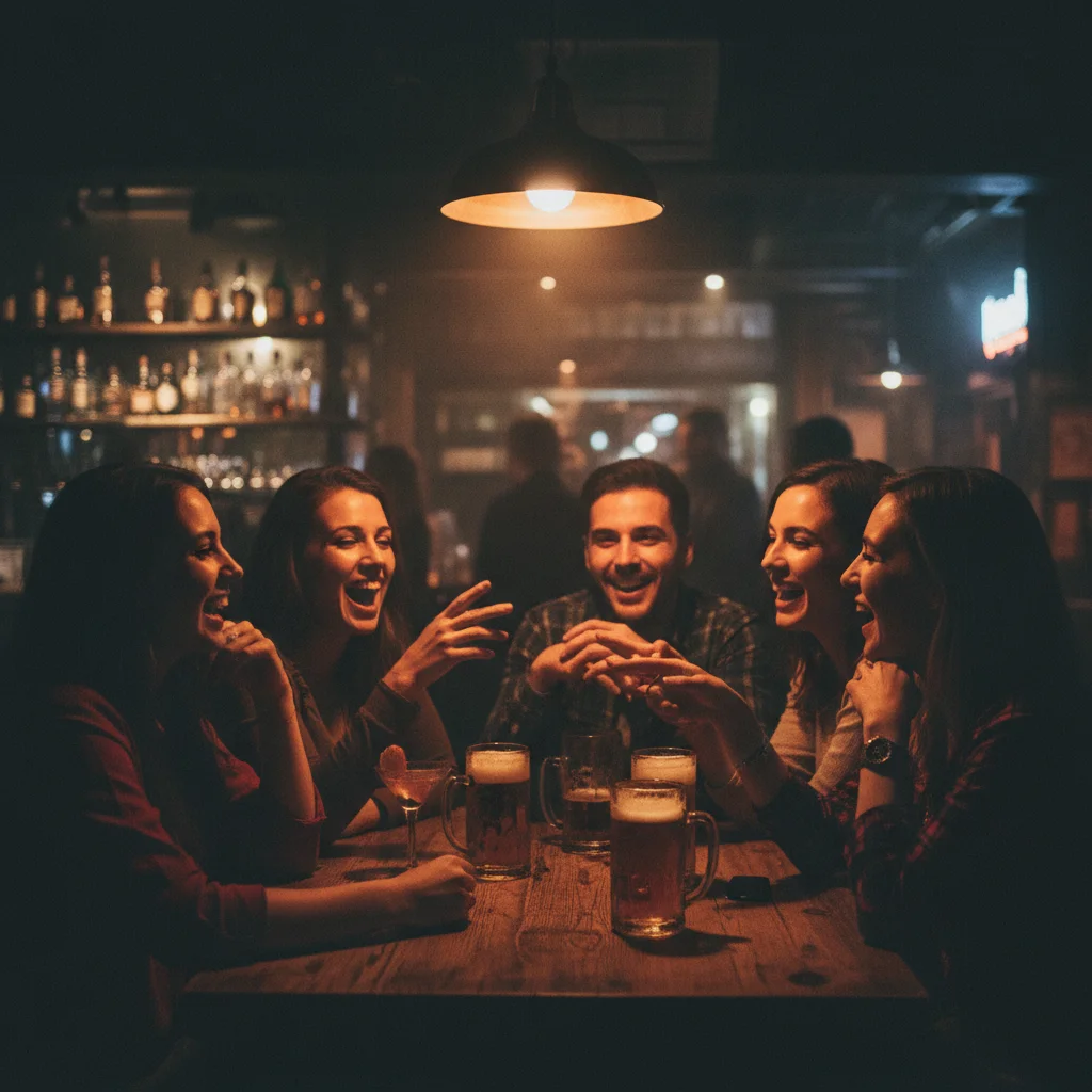 Dark photo at bar with face barely visible