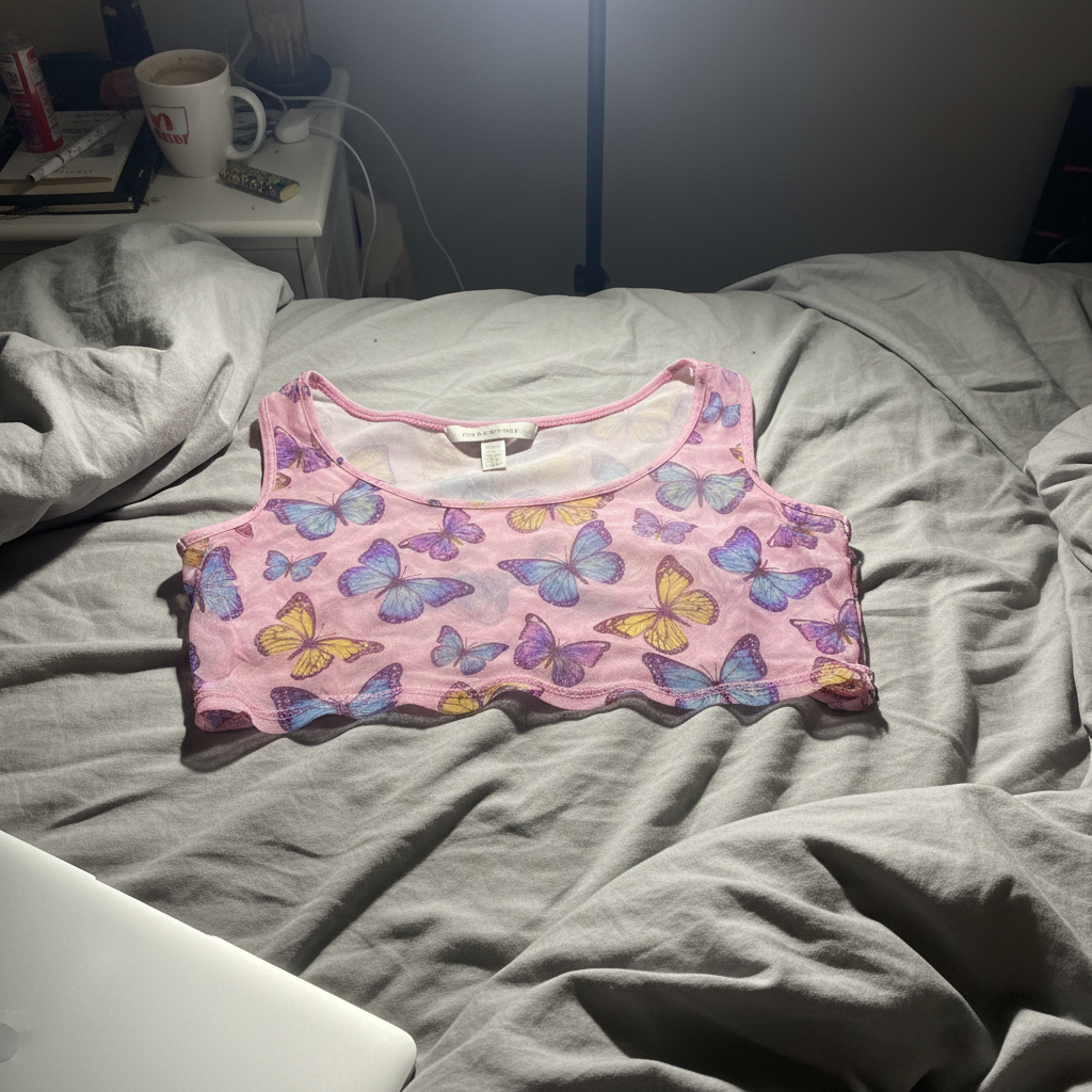 Same Y2K top on white background with vibrant enhanced colors