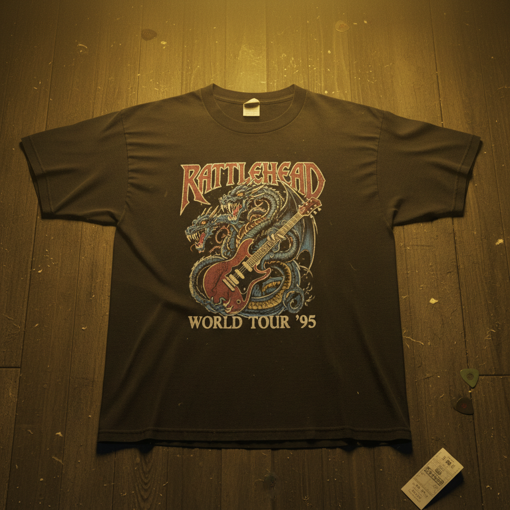 Black band tee looking brownish due to yellow indoor lighting