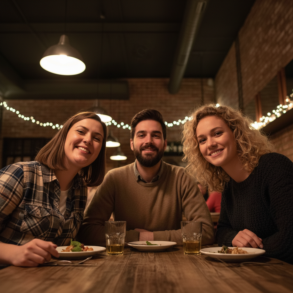 Same group photo with that person's chin naturally corrected