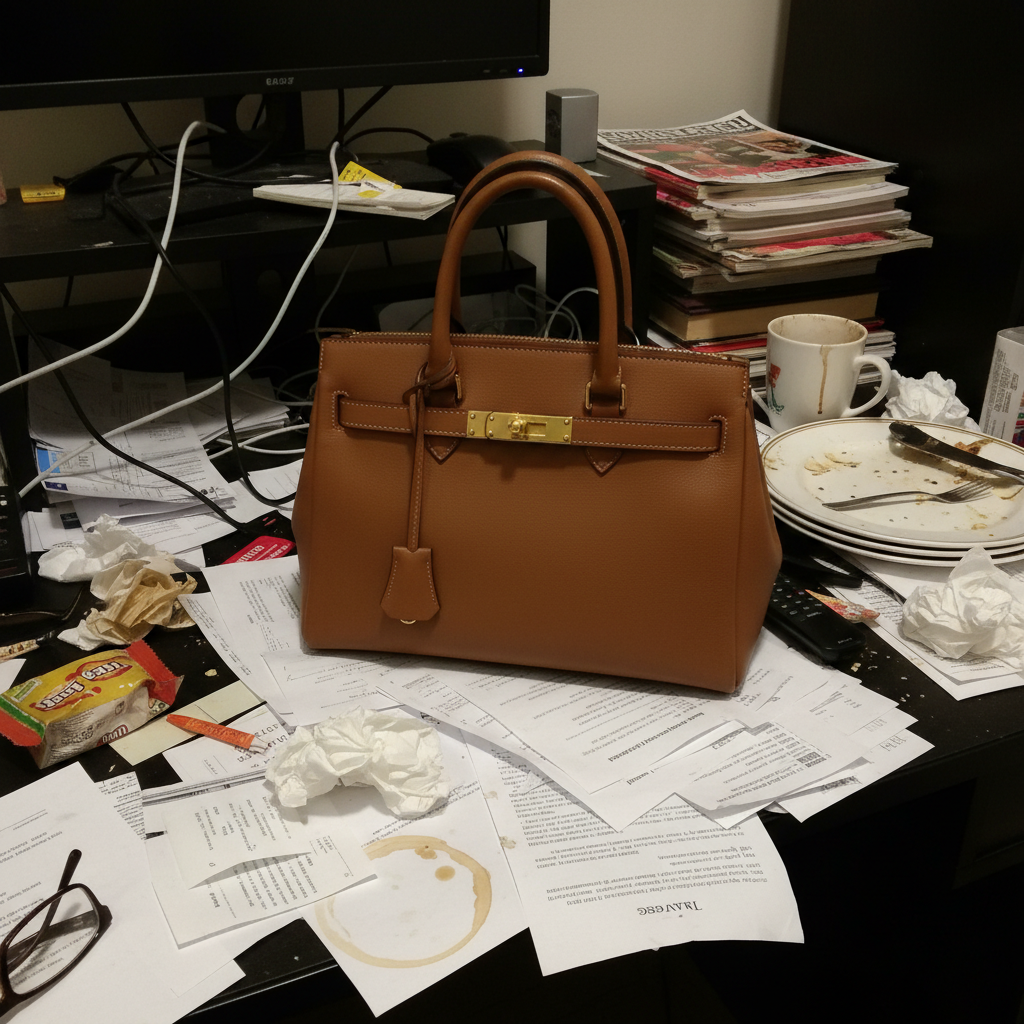 Same handbag on white background with preserved leather detail