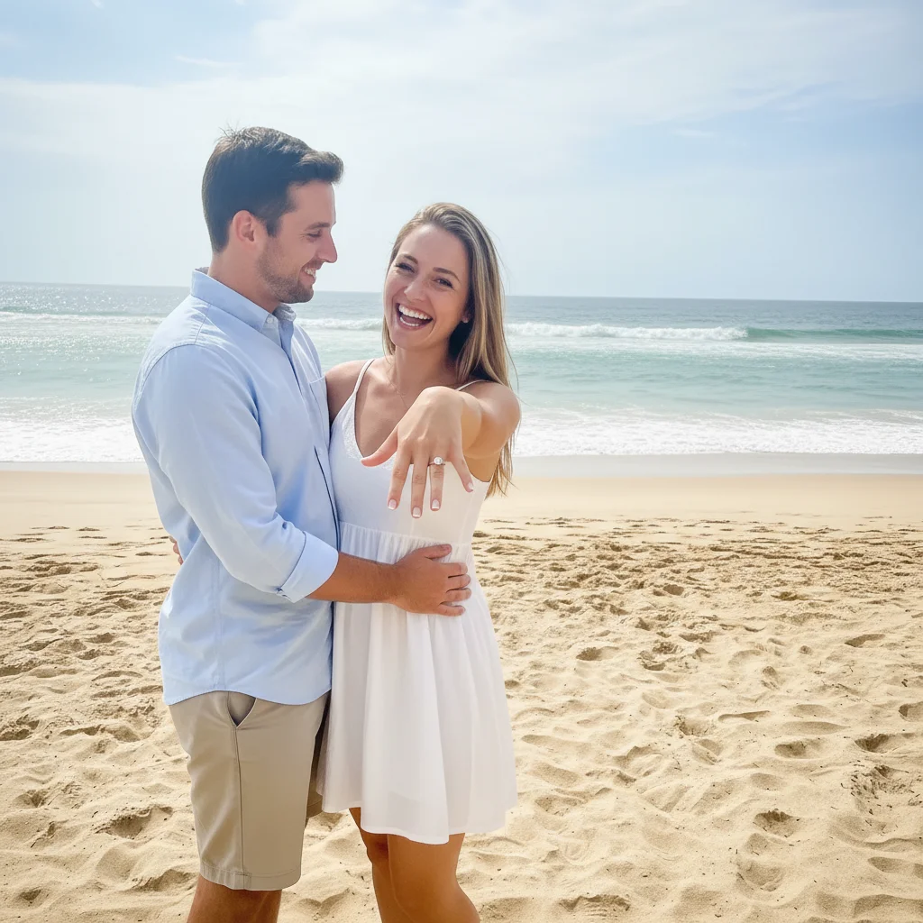 Clean beach photo with strangers removed, professional quality