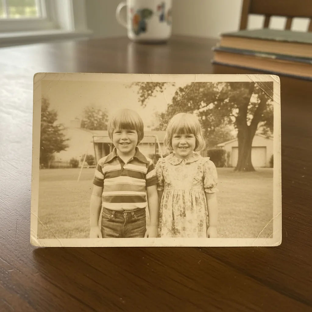 Same photo with natural colors restored and vintage feel preserved