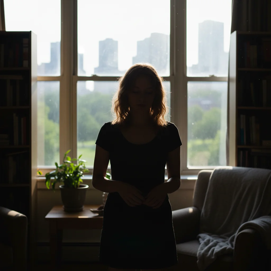 Backlit portrait with dark silhouetted face