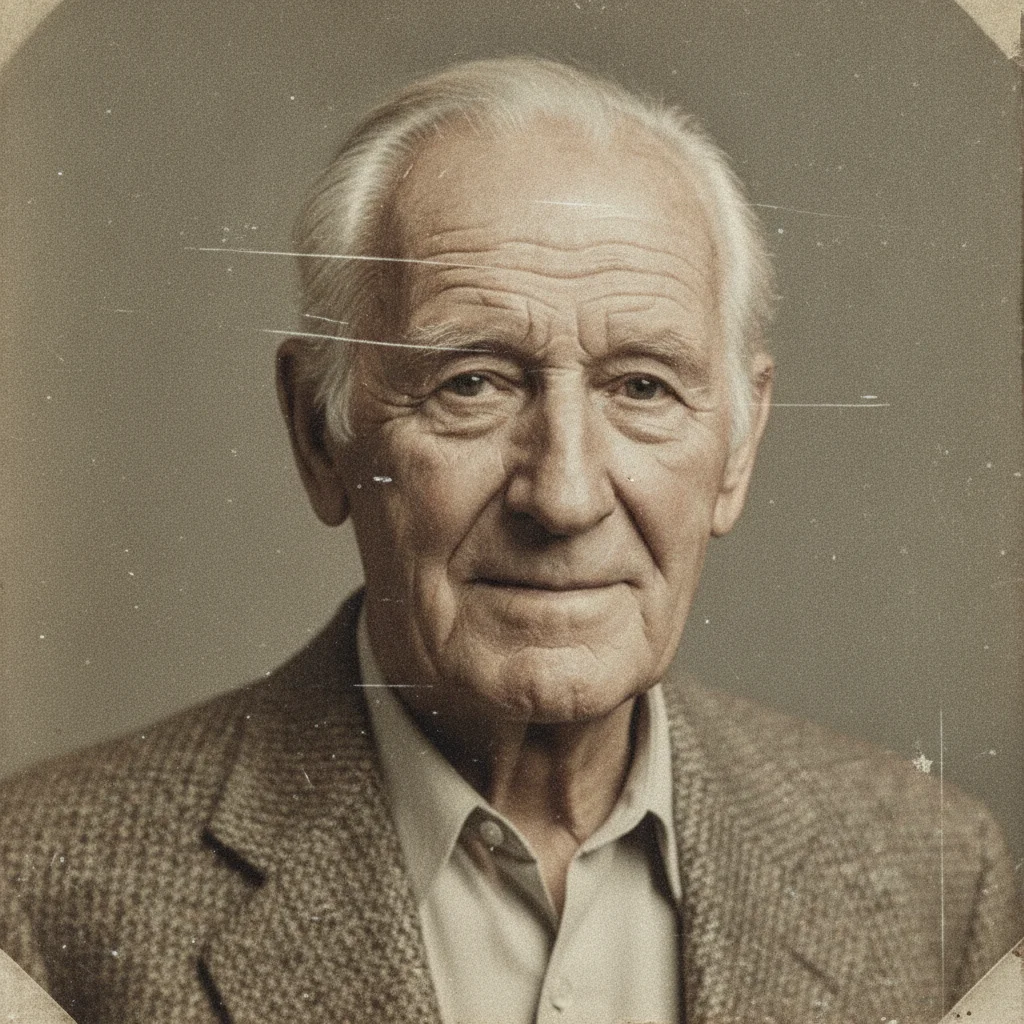 Small, pixelated, scratched old scan of an older man's portrait