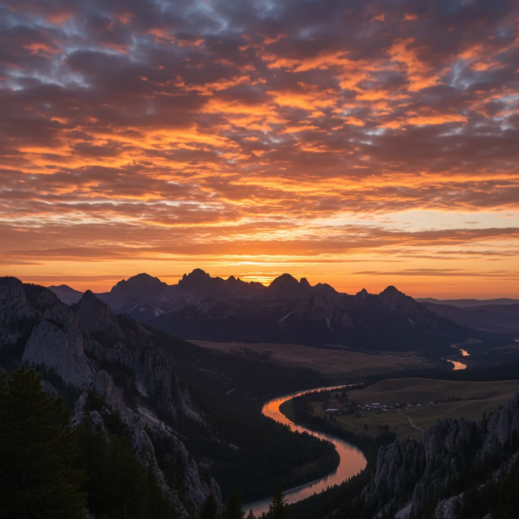 Mountain landscape with barely visible sky at top