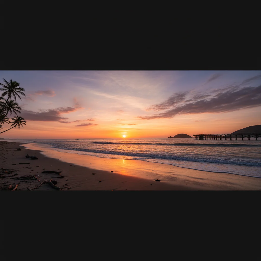 Beach sunset photo in standard aspect ratio