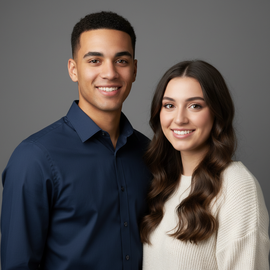 Brother and sister portrait showing family resemblance