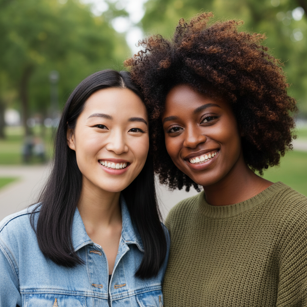 A new morphed face combining features from both friends