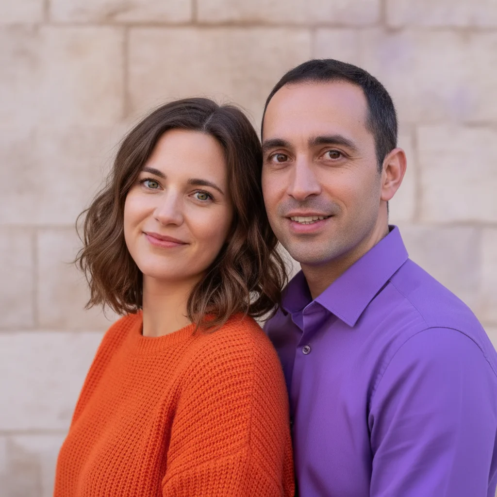 Same couple, the woman's eyes now open while the man is unchanged