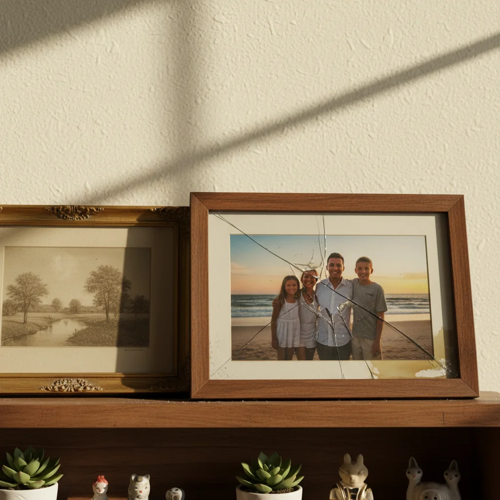 Wedding photo with mold spots on dress and background