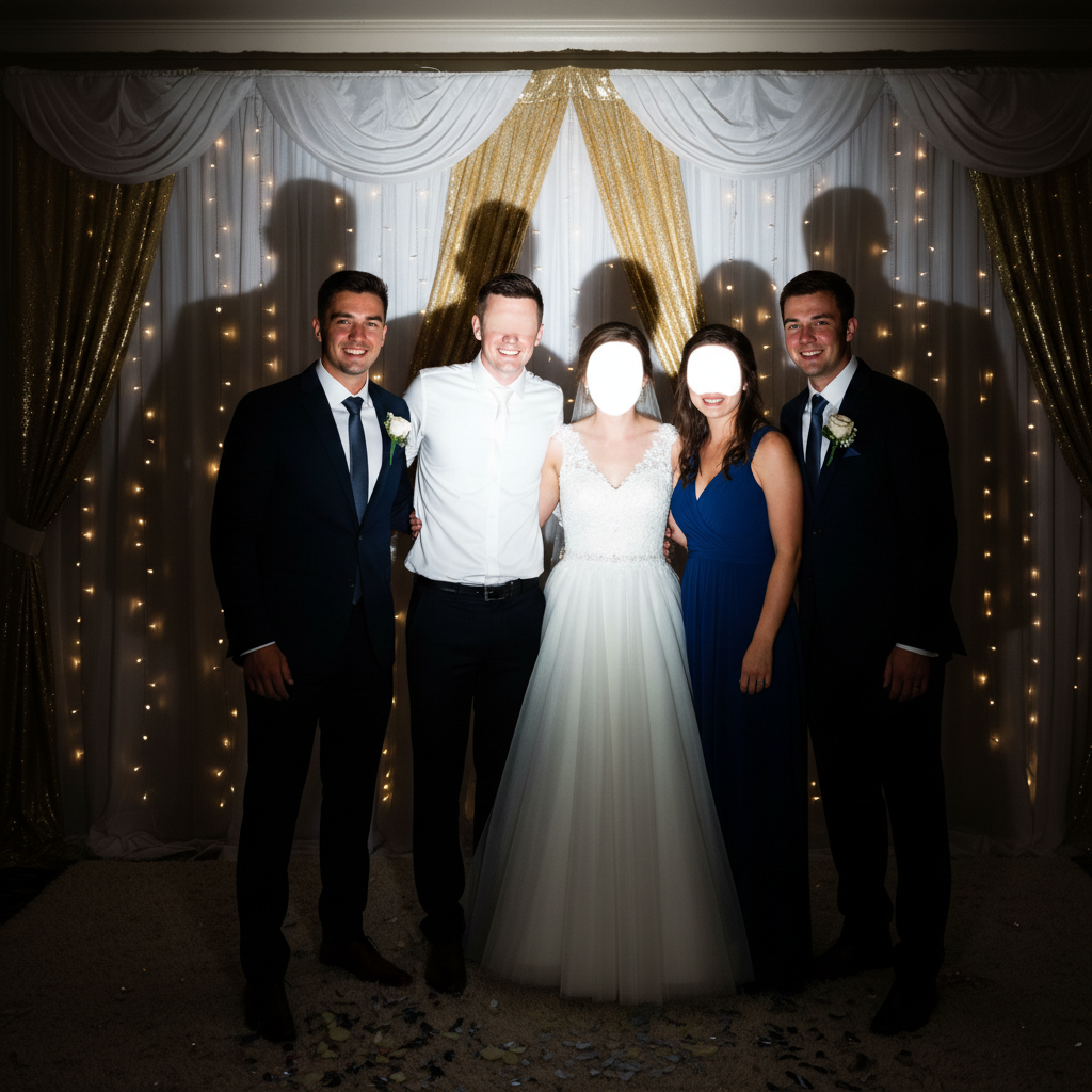 Balanced group photo with natural-looking lighting on all faces