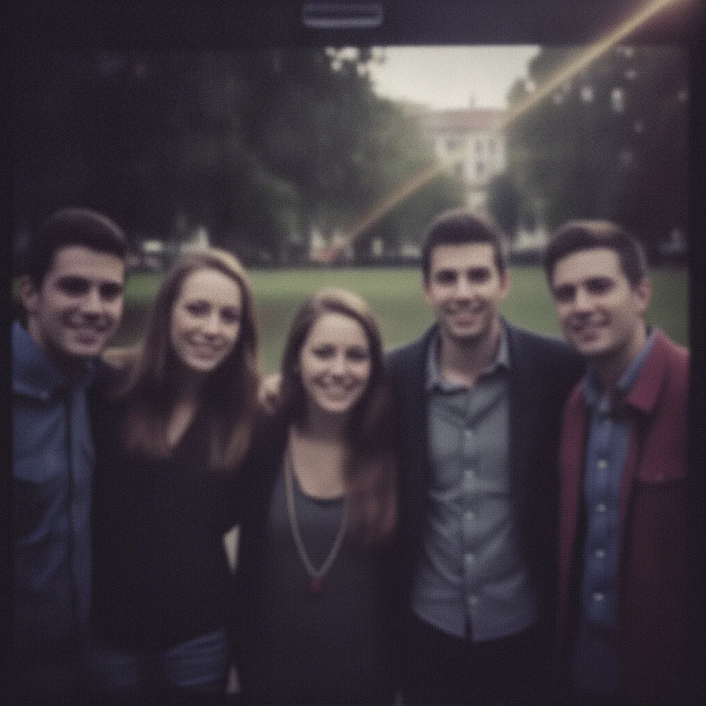 Same group photo with grain removed, colors improved, and faces sharpened