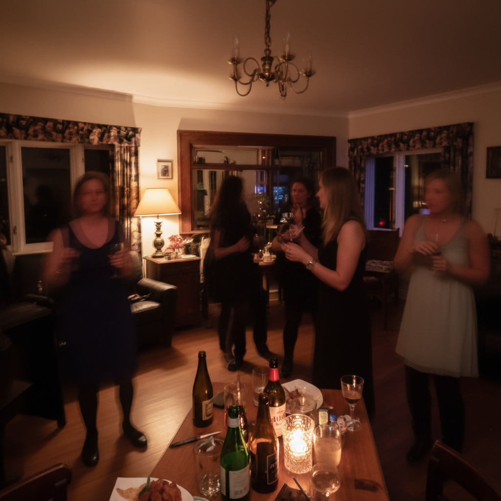 Clear party photo with sharp faces and natural lighting