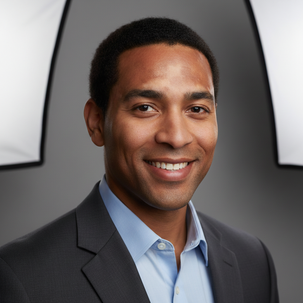 Professional headshot with even skin tone