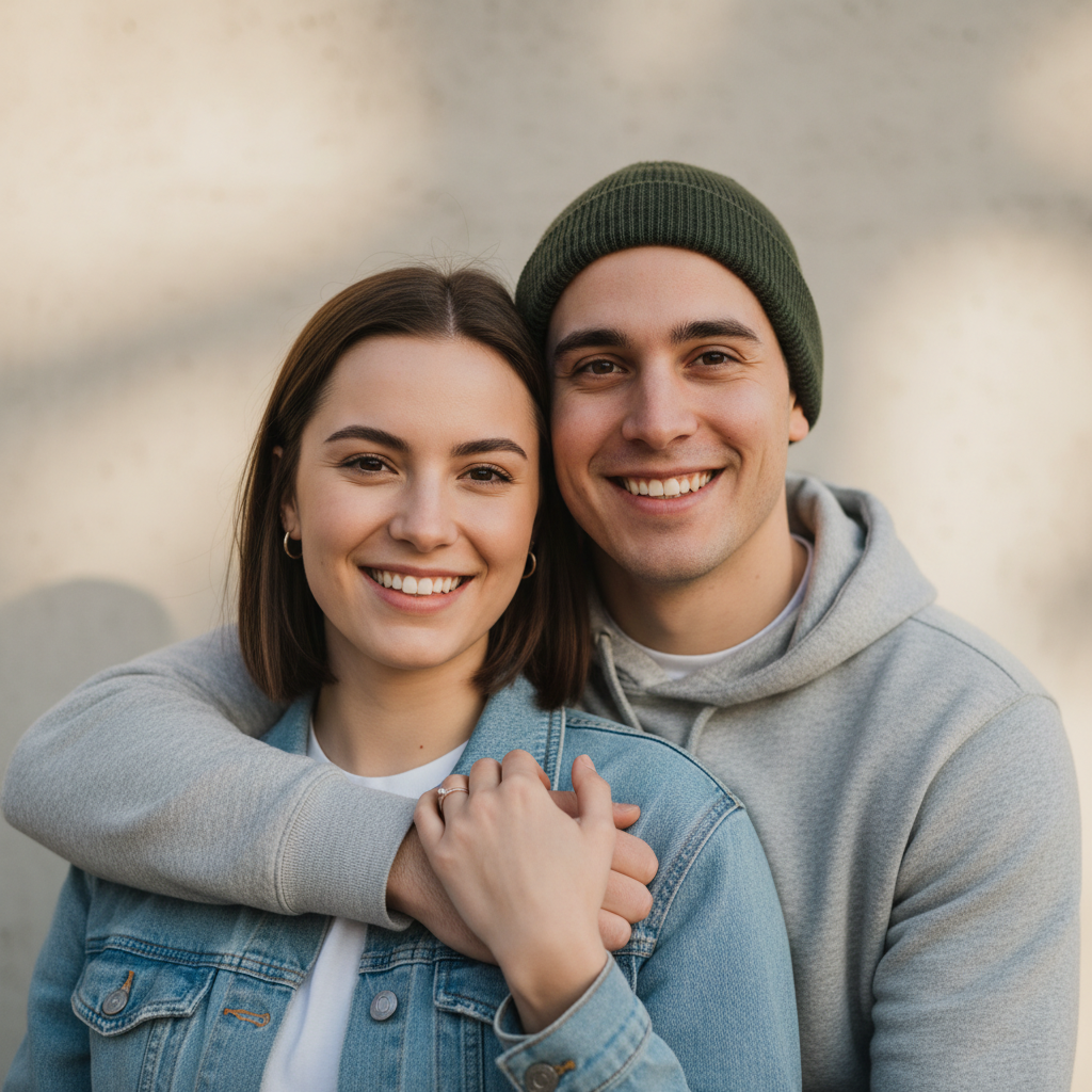 Portrait of man in black t-shirt against teal background