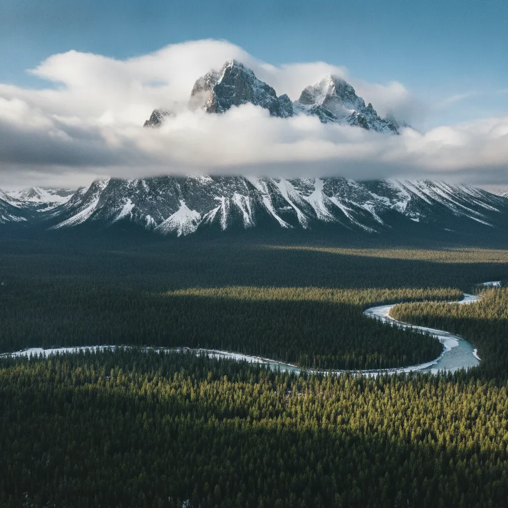 Clean mountain landscape with Gemini watermark removed and sky gradient seamlessly reconstructed in corner