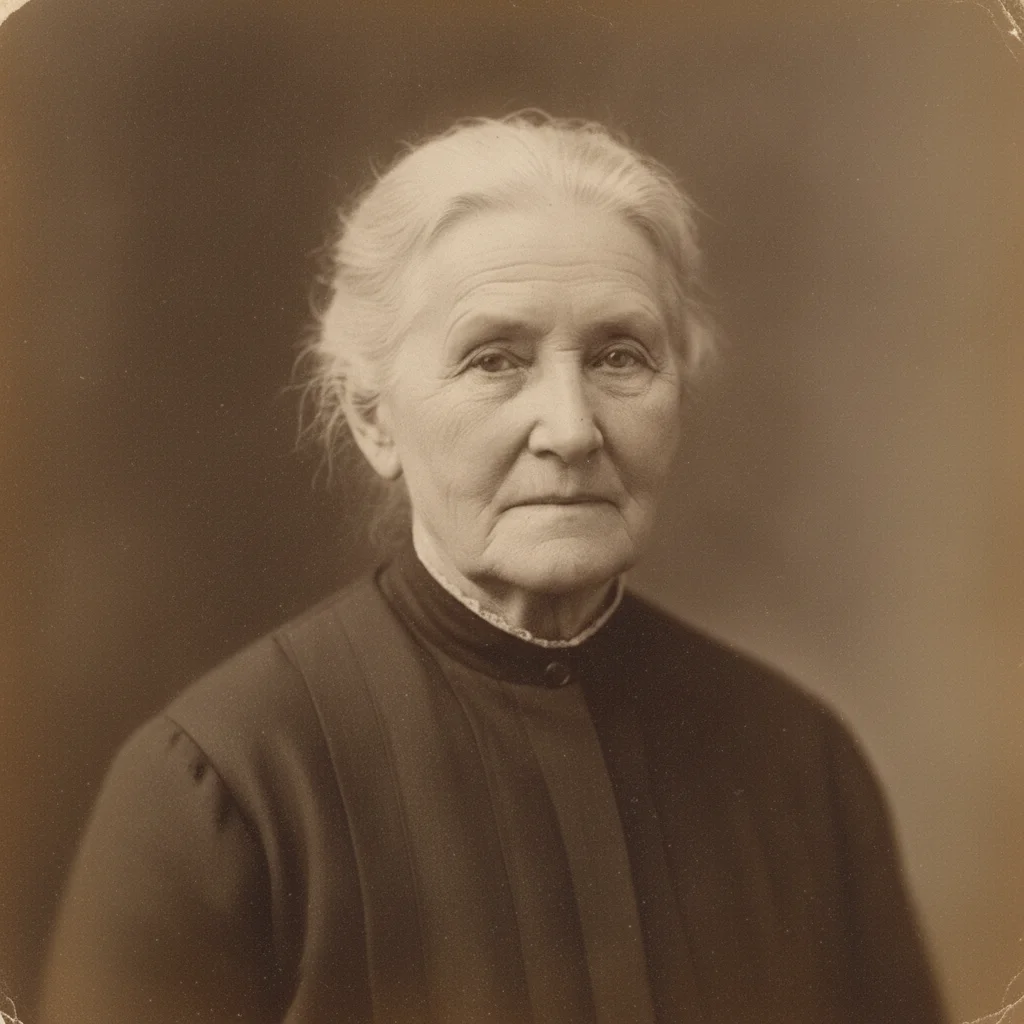 The same portrait gently restored, damage repaired and natural texture preserved
