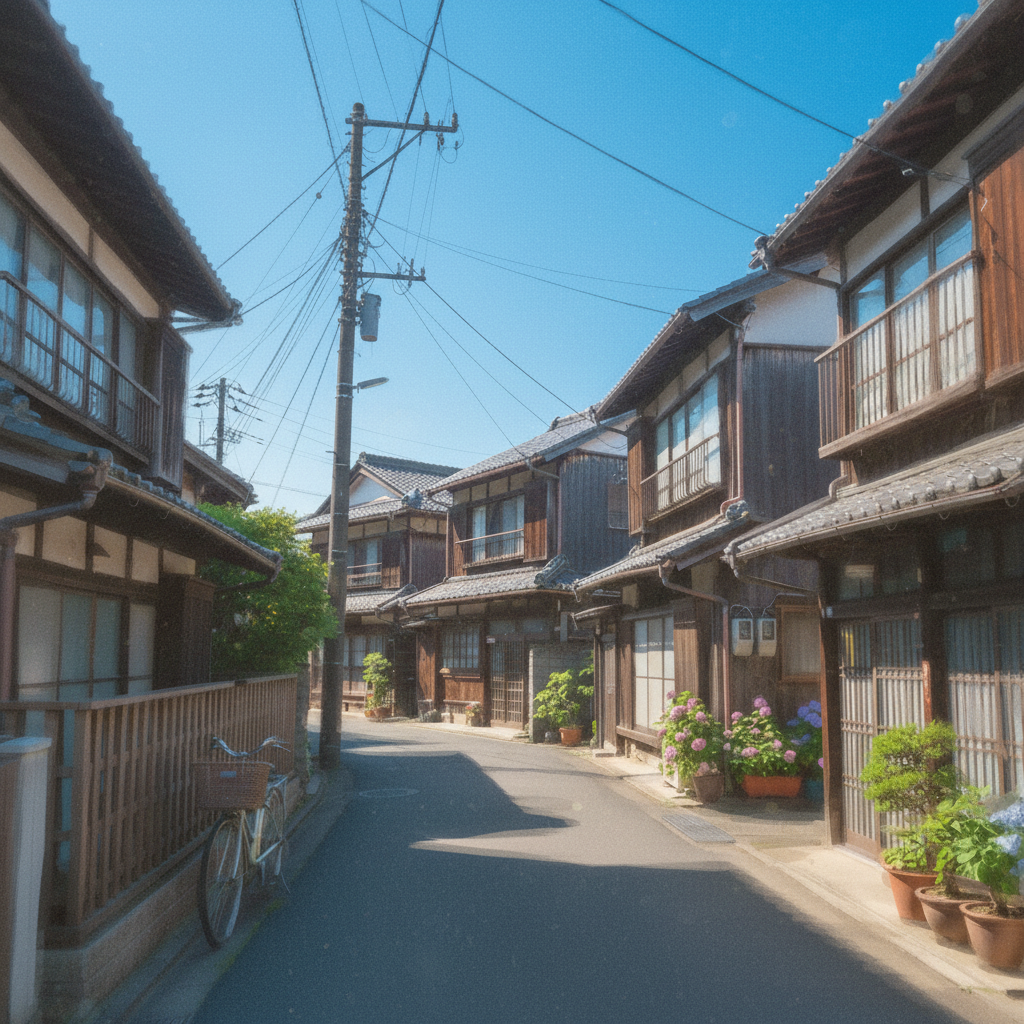Same street scene transformed into Studio Ghibli art style