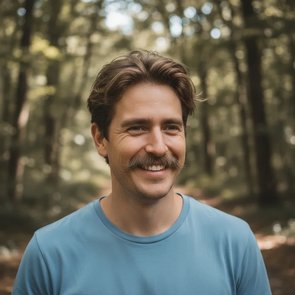 Same man with a thick bushy unibrow connected across the bridge of his nose