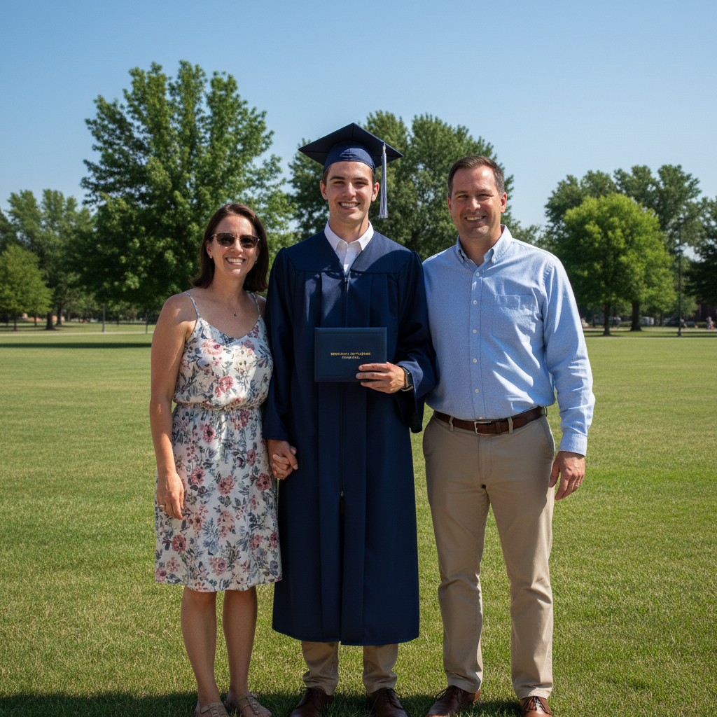 Same graduate with balanced lighting and visible facial features