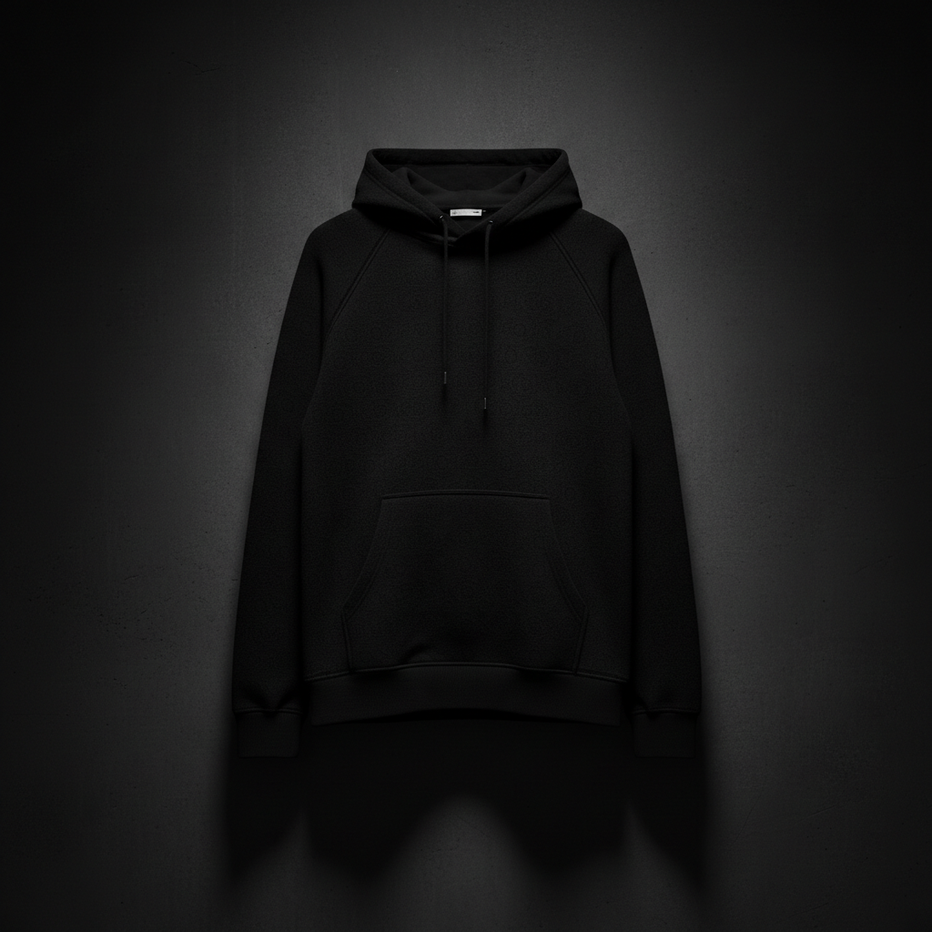 Same hoodie showing rich fabric texture, weave pattern, and quality stitching