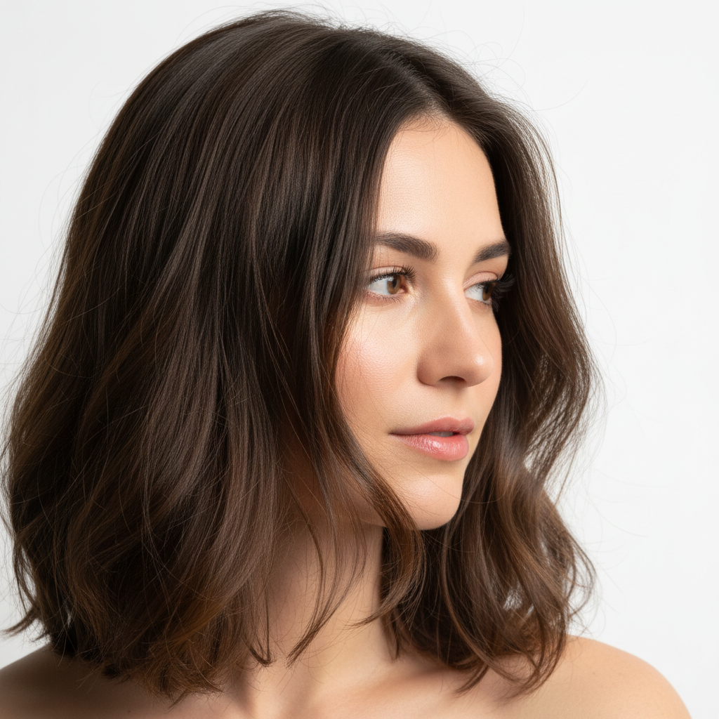 Portrait of woman with medium brown hair