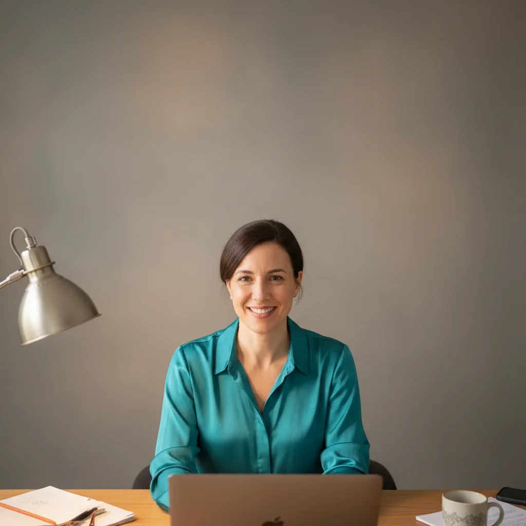Professional podcast guest headshot with clean neutral background
