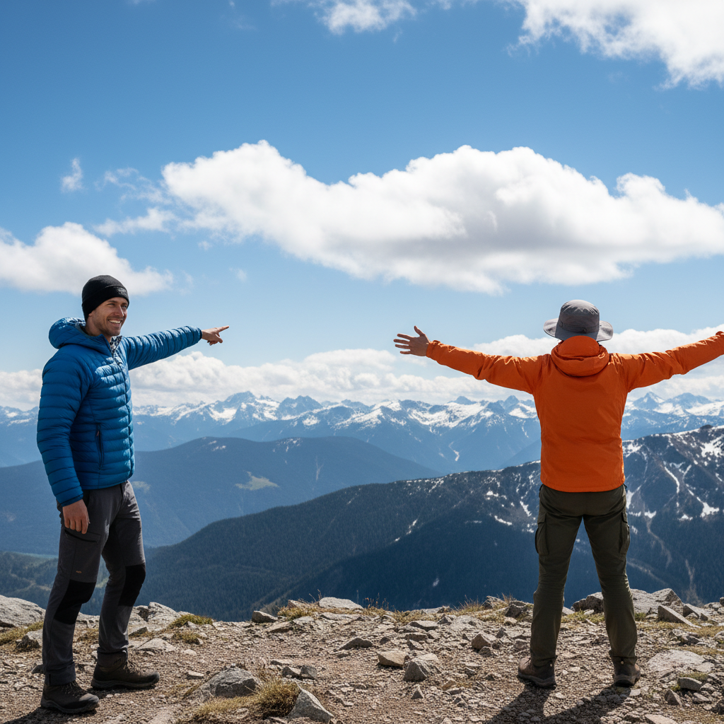 Hiking summit photo with ex-partner on the right side