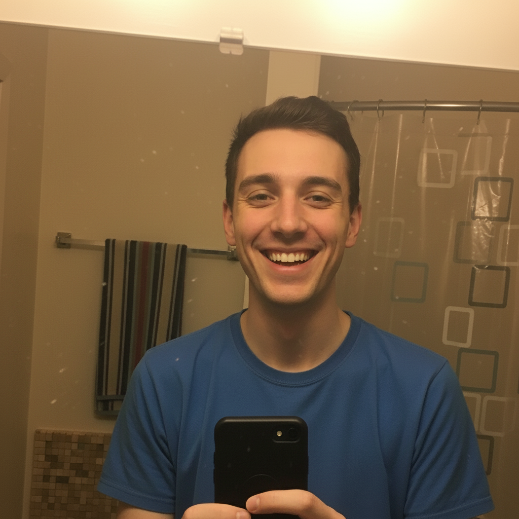 Same portrait with soft warm lighting enhancement