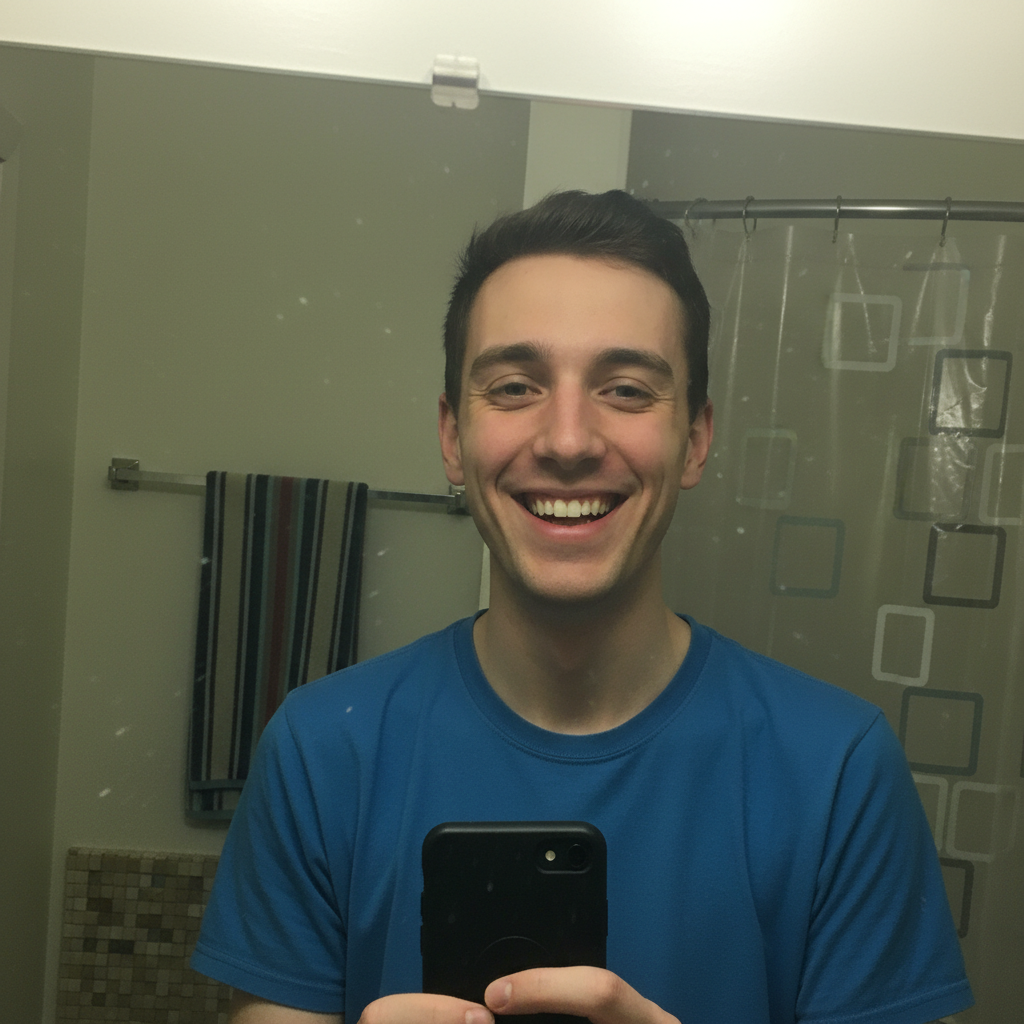 Portrait with harsh unflattering lighting and shadows