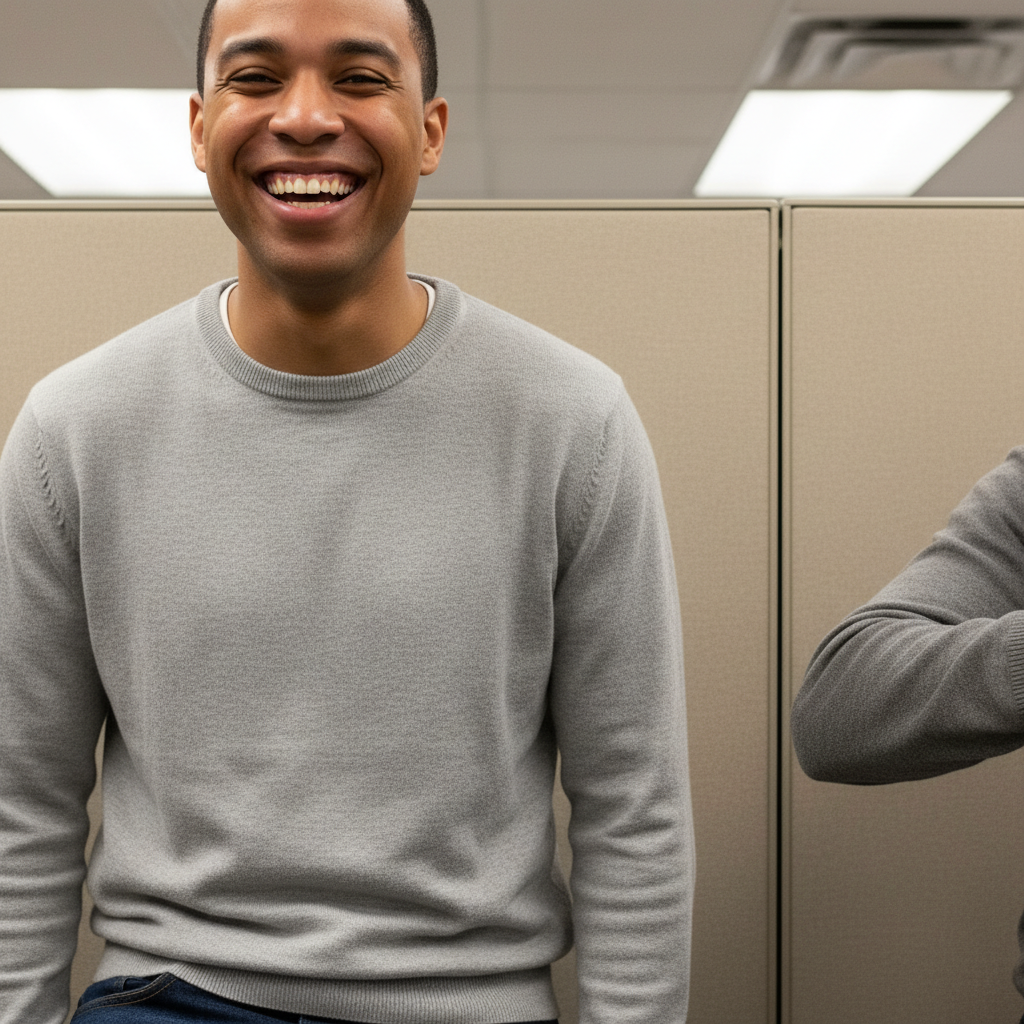 Portrait against plain boring white wall