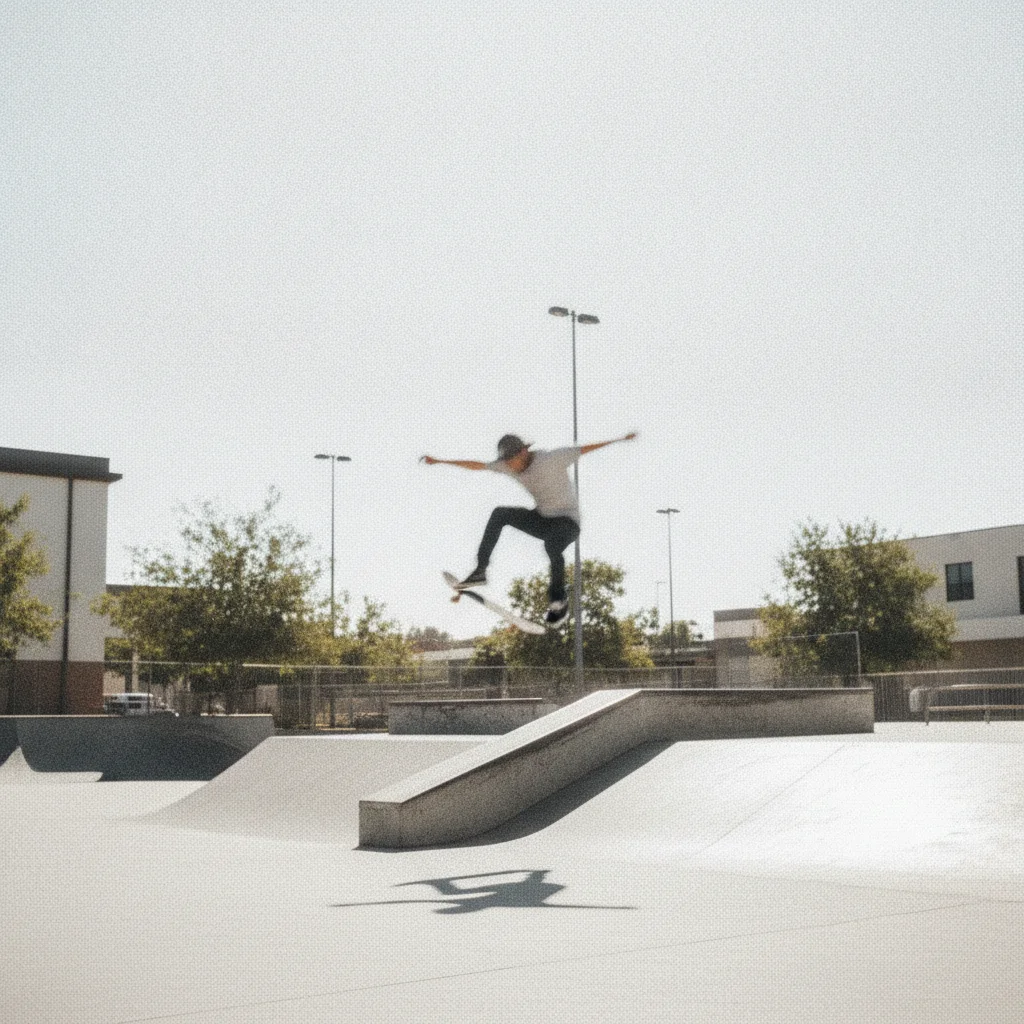 Outdoor photo with motion blur, grain, and blown highlights
