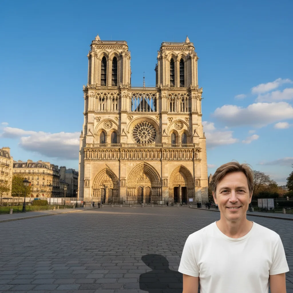 Landmark photo with the user inserted as a tourist in the foreground