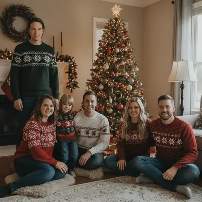 After: Sibling inserted into holiday family picture