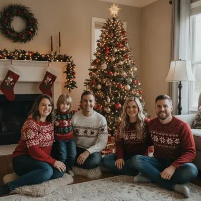 Before: Sibling inserted into holiday family picture