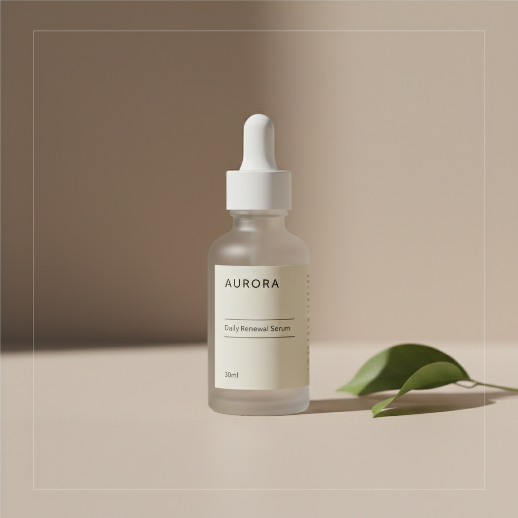 Square product photo of skincare bottle