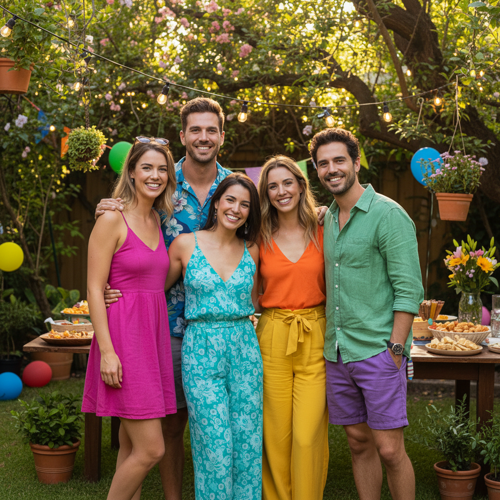 Vertical carousel format with extended background above group