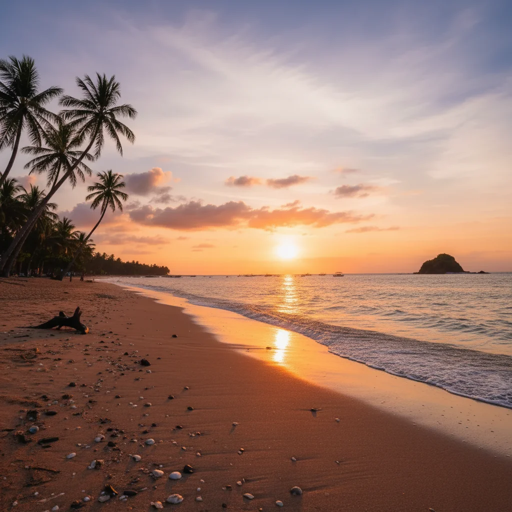 Clean beach sunset photo with photobomber removed