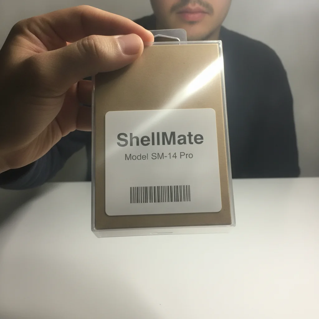 The same package on a clean backdrop in even light, its printed model name legible