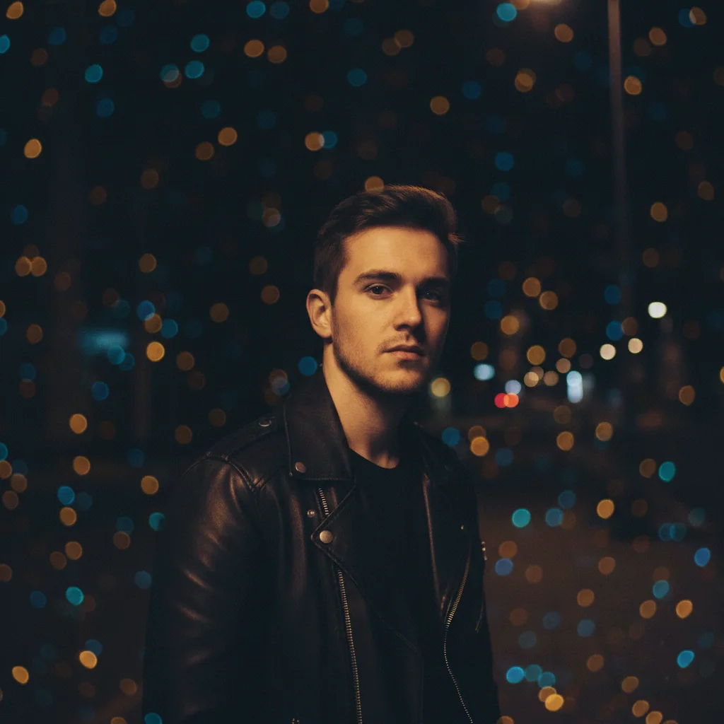 Portrait with bokeh lights layered in background