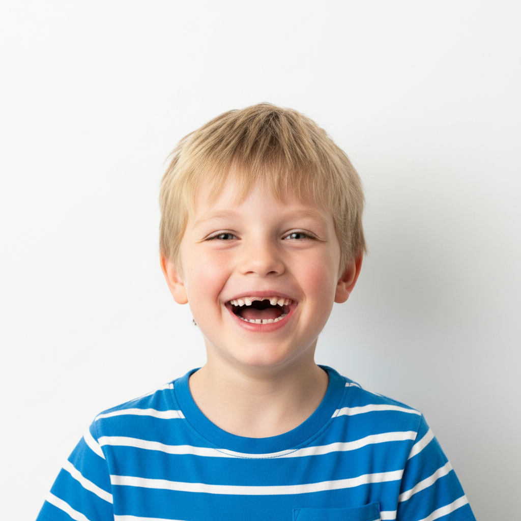 Young boy in striped shirt
