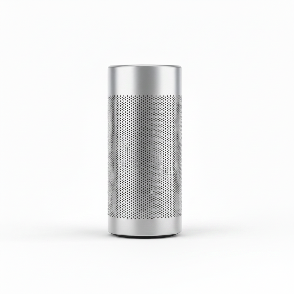 Same speaker on clean white background with logo removed