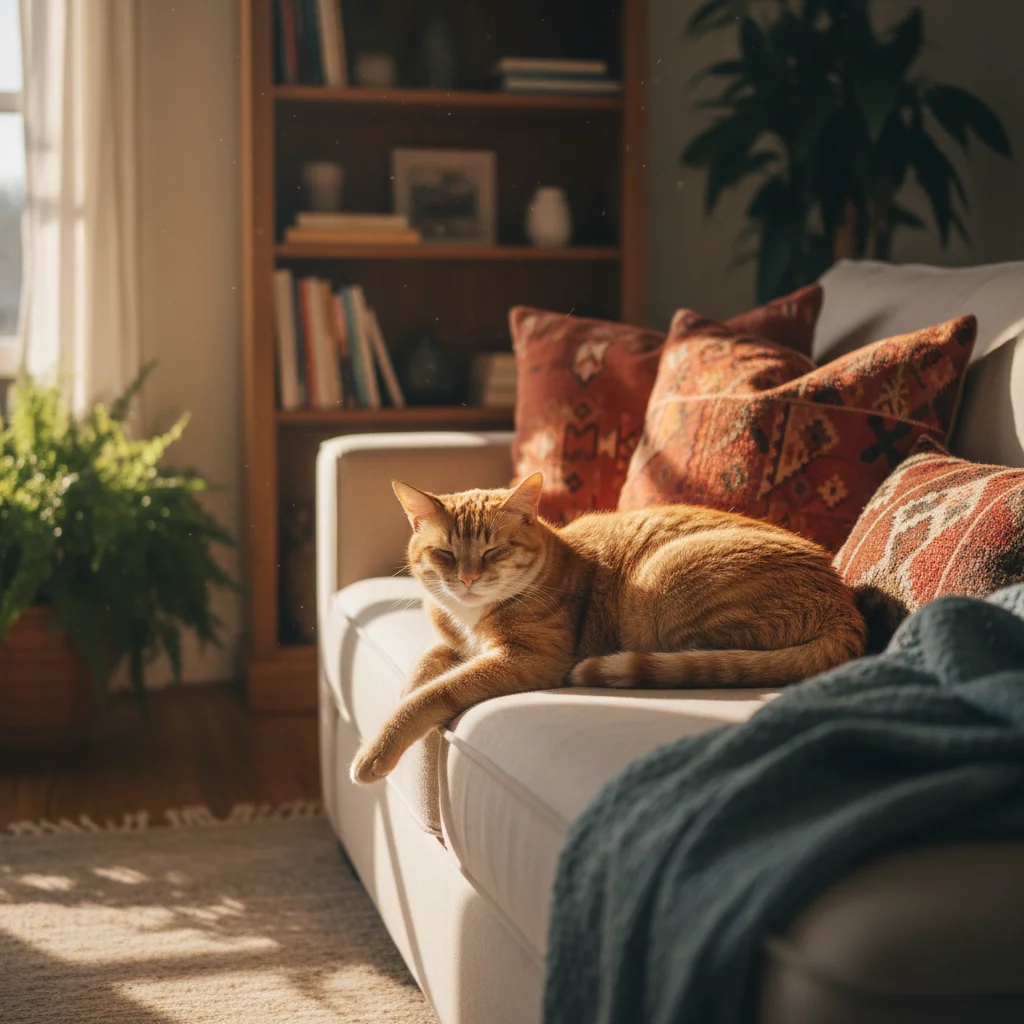 Orange tabby cat at normal weight