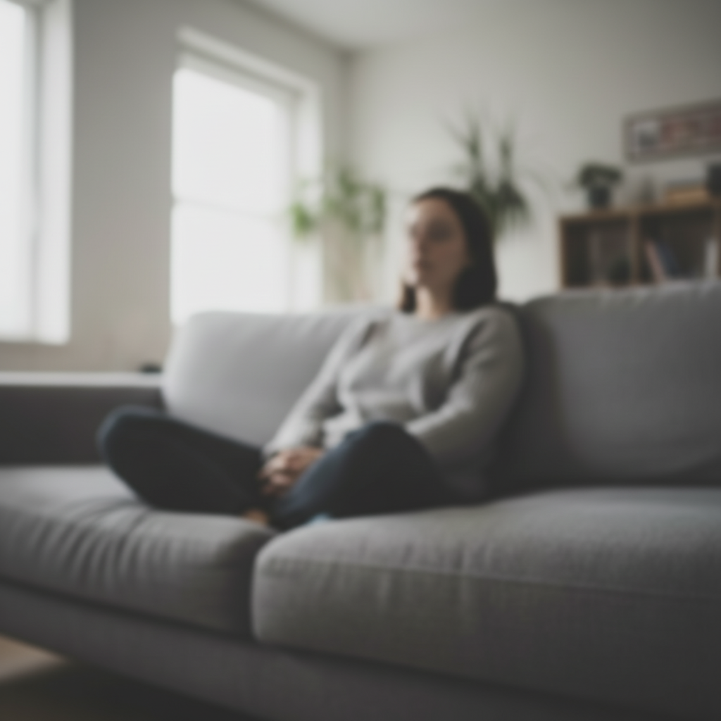 Soft indoor portrait with low definition and flat contrast