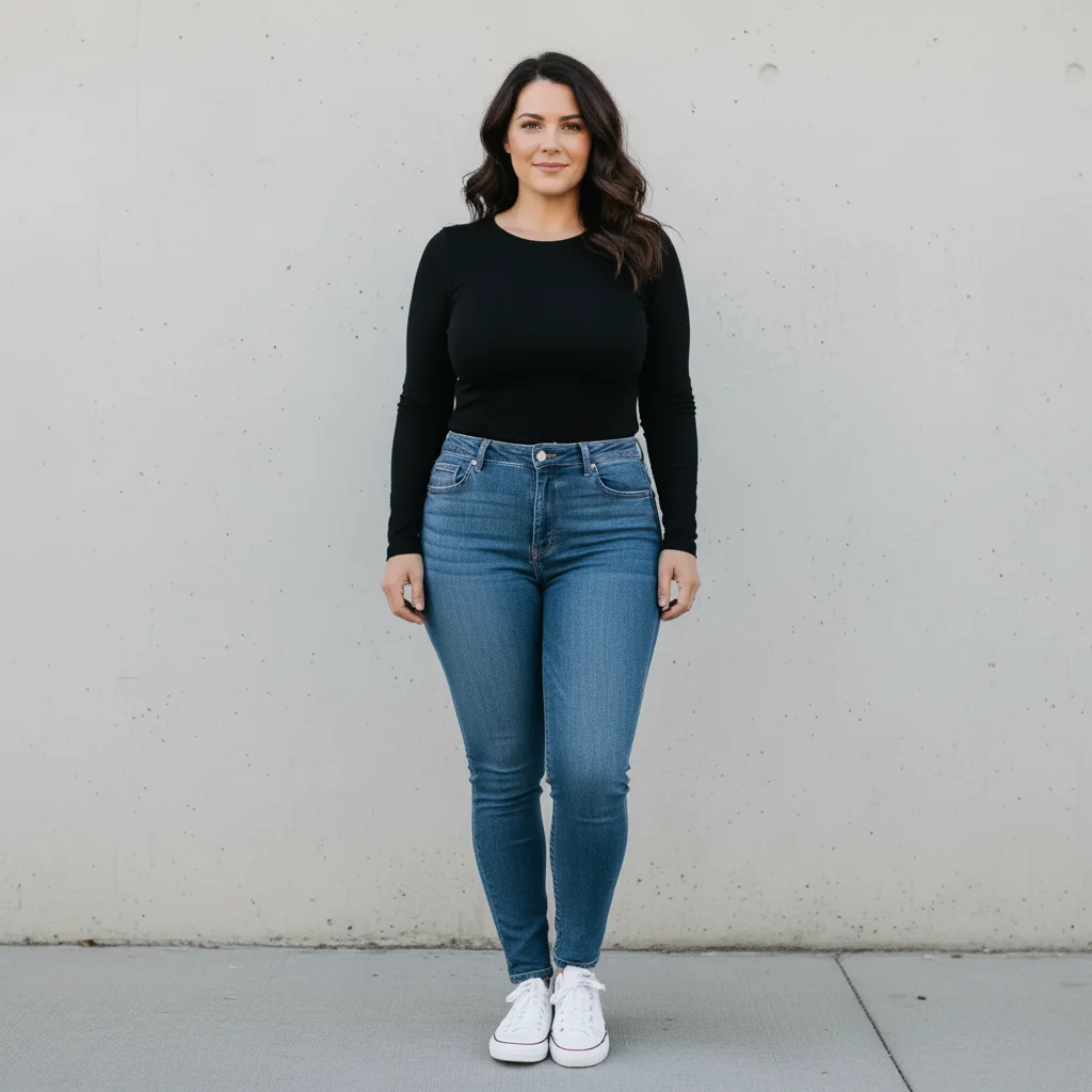 Same woman looking noticeably slimmer with natural proportions after AI edit