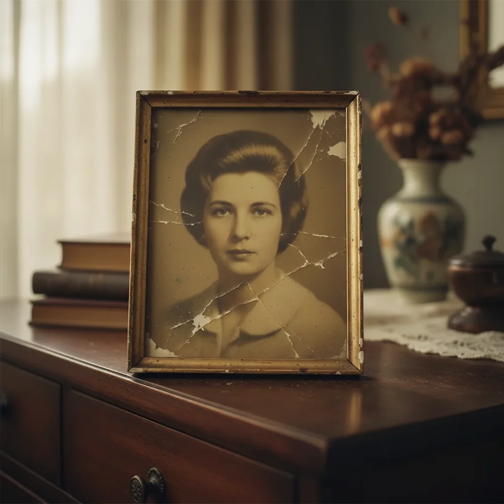 Restored portrait with clear face suitable for memorial display