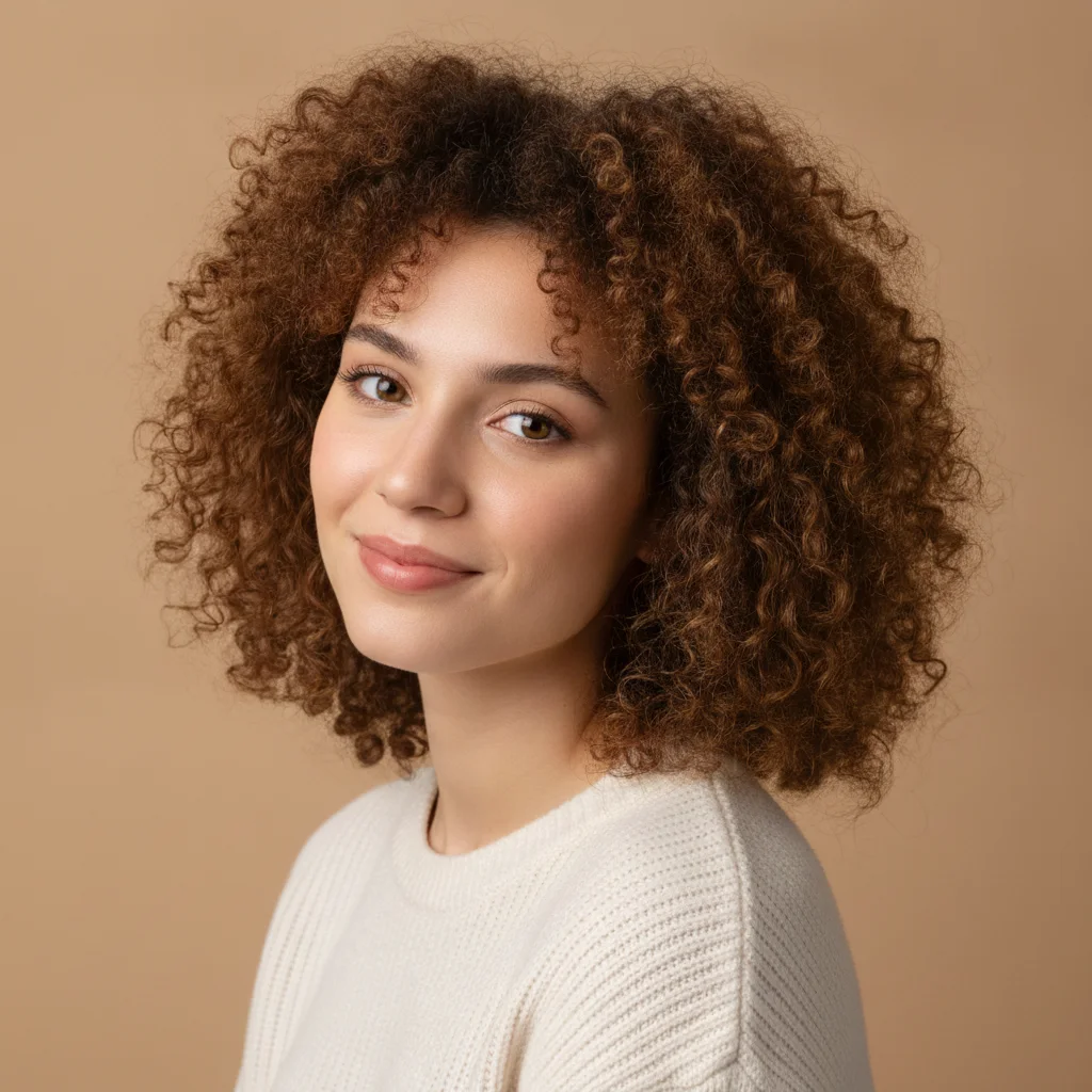 Same portrait with Meta AI badge removed and beige studio background reconstructed in corner