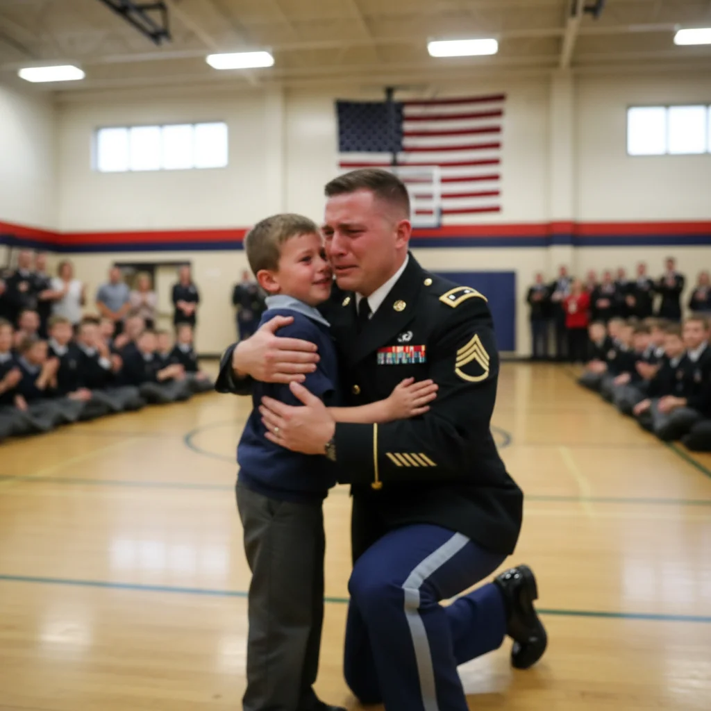 Blurry surprise homecoming from camera shake and tears